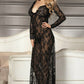 Long Lace V Neck Gown