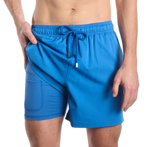 Ocean blue Capelle Miami hybrid swim trunks with compression lining, perfect for swimming and resort wear.