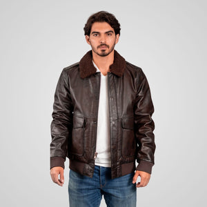 Old World Map Men’s Leather Bomber Jacket