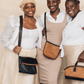 Deux Mains Foldover Clutch Crossbody woven bags displayed on models