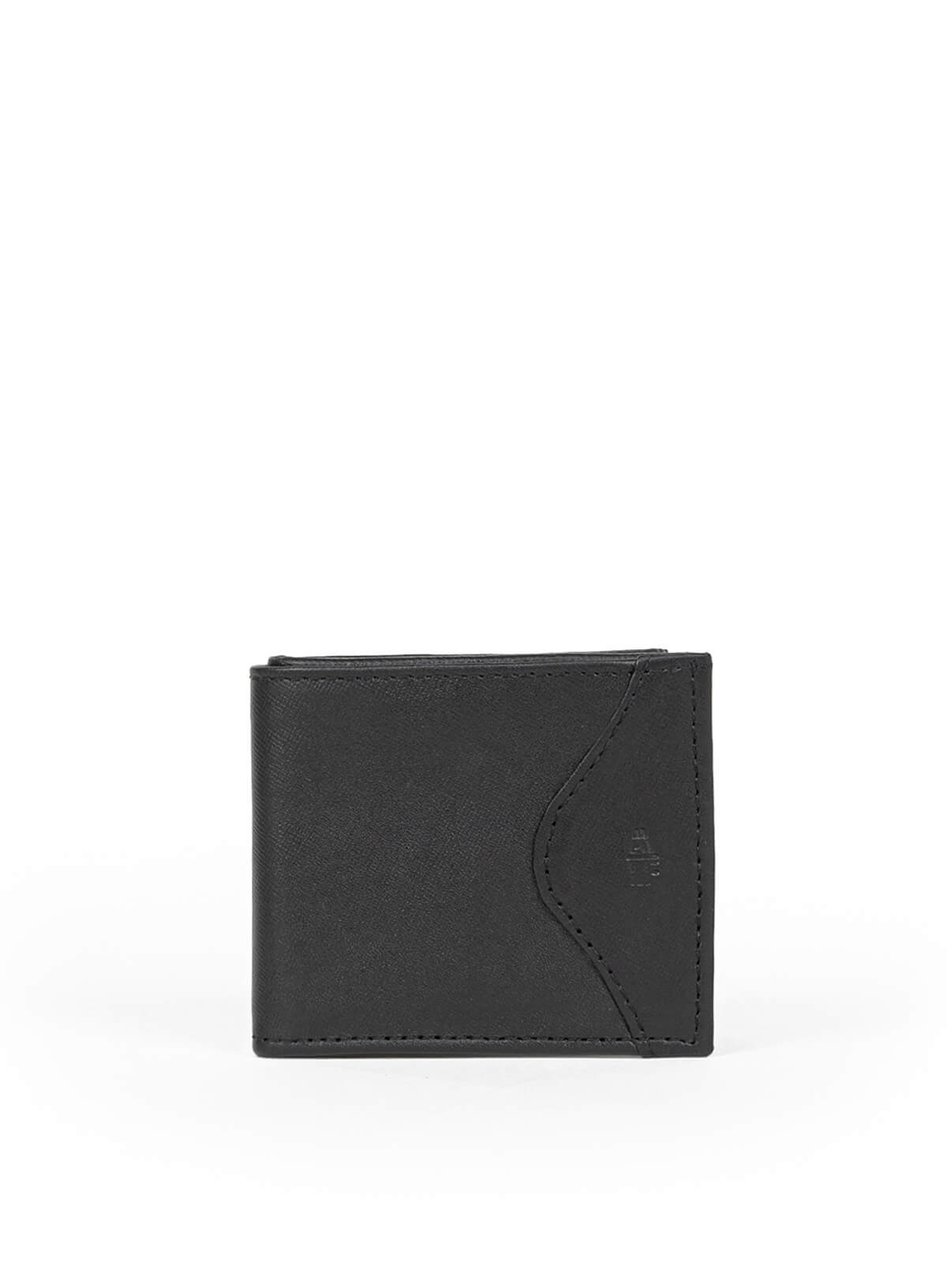 Deux Mains black Shotgun wallet passport cover, front view