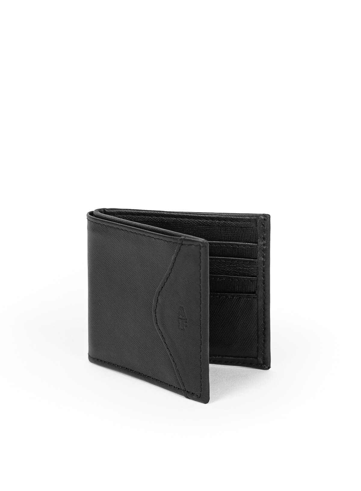 Deux Mains Shotgun Wallet For Him in black leather, side view