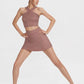 Trophy Yoga built-in pocket tennis skort, made in USA, featuring a sporty design with a fitted waistband and built-in shorts.