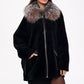 Palermo Genuine Astrakhan Silver Fox Trim Coat
