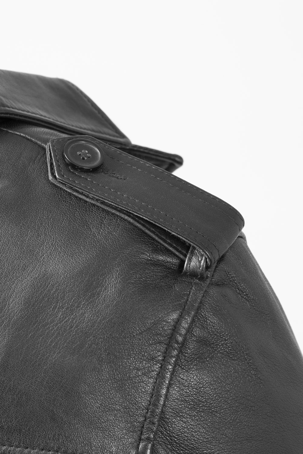 Whet Blu NYC Parker men's leather overcoat with shoulder button detail