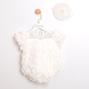 Pearl Rose White Romper
