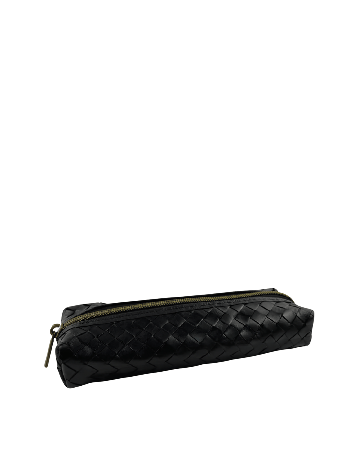 Deux Mains woven black pencil case, front view