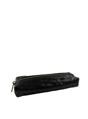 Deux Mains woven black pencil case, front view