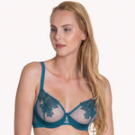 Lisca Peony Dark Turquoise Sheer Mesh Demi Bra-0