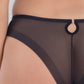 Samanta Perla Black Sheer Mesh Tulle Embroidered Tanga Panty