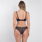 Samanta Perla Black Sheer Mesh Embroidered Full Figure Bra