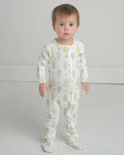 Pickleball Bamboo Baby Pajamas – Zipper Footie