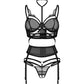 Obsessive Premisis Black 3-Piece Crotchless Lingerie Set-1