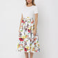 Gracia Fashion Women's Printed Skirt w/ Ribbed Short Sleeve Top Midi Dres