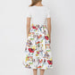Gracia Fashion Women's Printed Skirt w/ Ribbed Short Sleeve Top Midi Dres