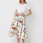 Gracia Fashion Women's Printed Skirt w/ Ribbed Short Sleeve Top Midi Dres