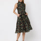 Gracia Fashion Women's Printed sleeveless waist band dress