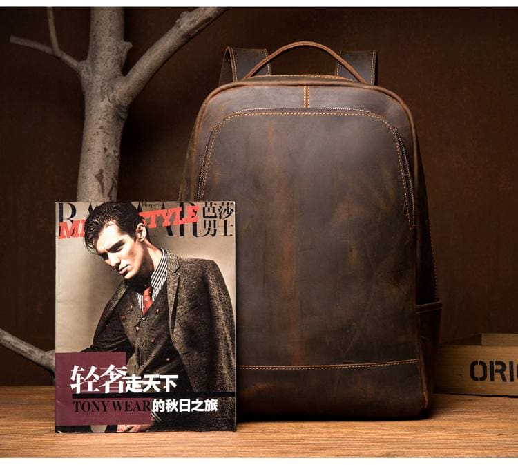 The Vernon Backpack | Genuine Vintage Leather Minimalist Backpack-3