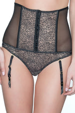 Addiction Provocante Sheer Mesh Corset Garter Belt-0