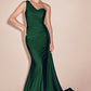 Ladivine PT004C Long Chic One Shoulder Stretch Satin Side Sash Gown