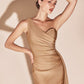 Ladivine PT004C Long Chic One Shoulder Stretch Satin Side Sash Gown