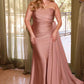 Ladivine PT004C Long Chic One Shoulder Stretch Satin Side Sash Gown
