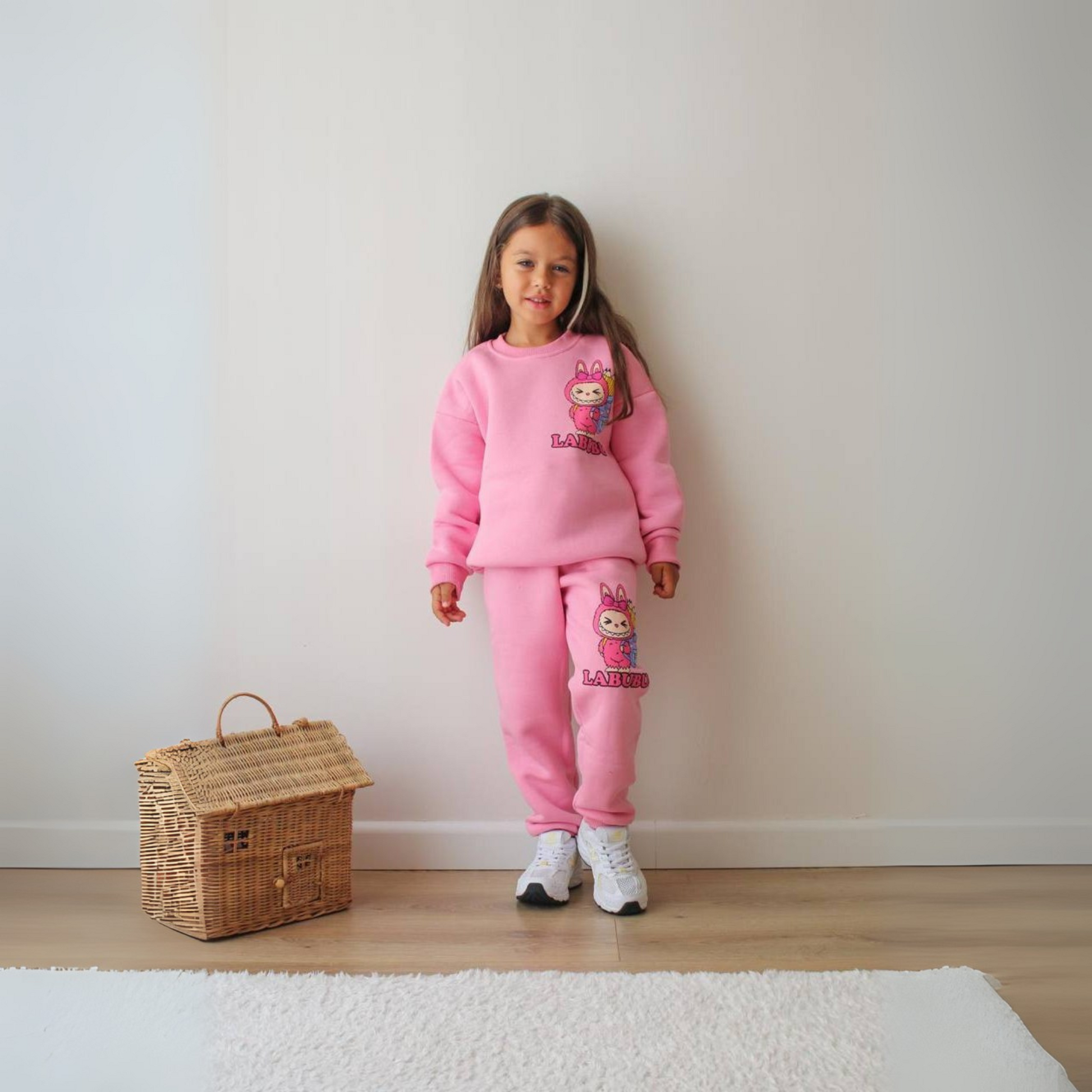 La-Bu-Bu Pink Girls Joggers Set-2