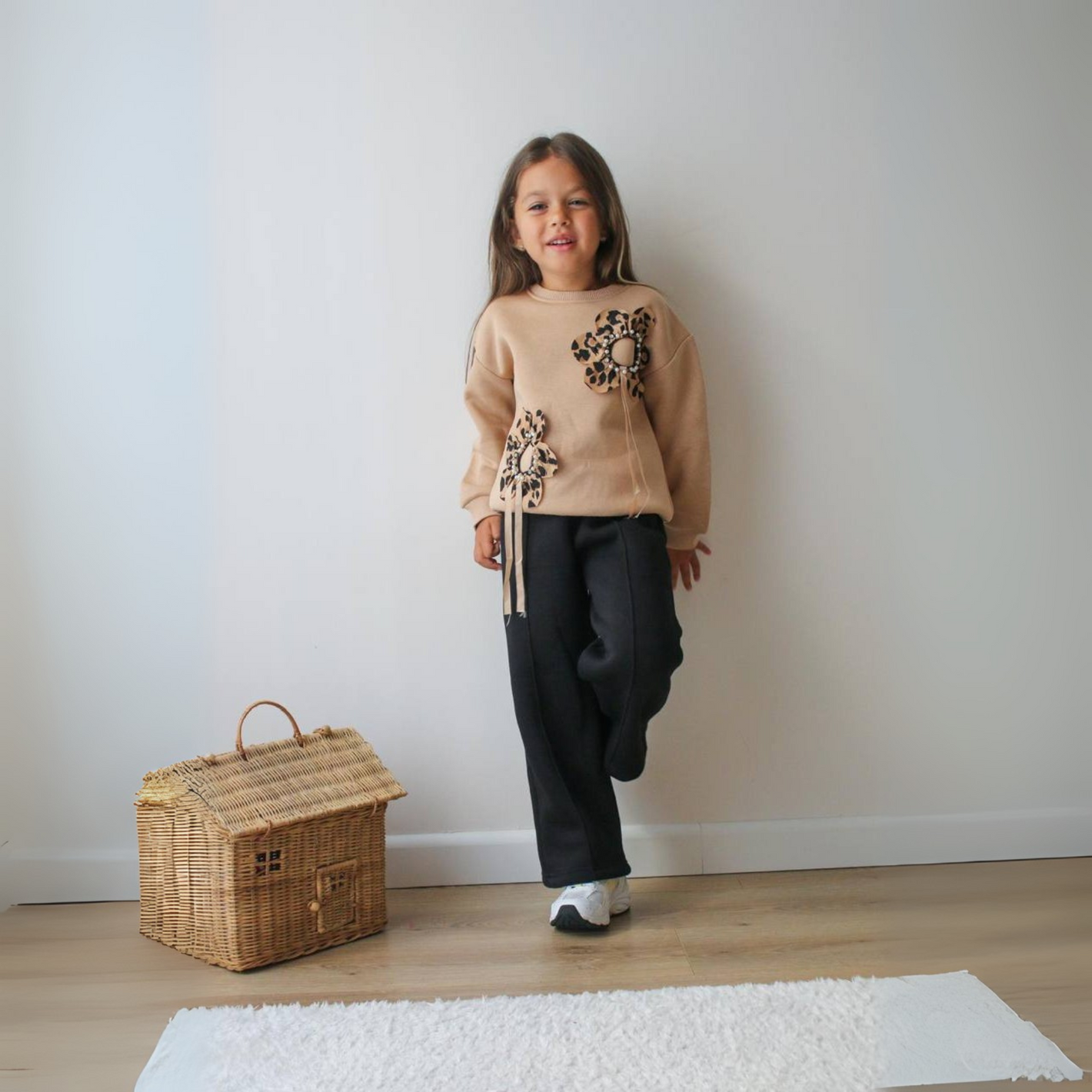 Leopard Flower Girls Casual Set - Farnelli