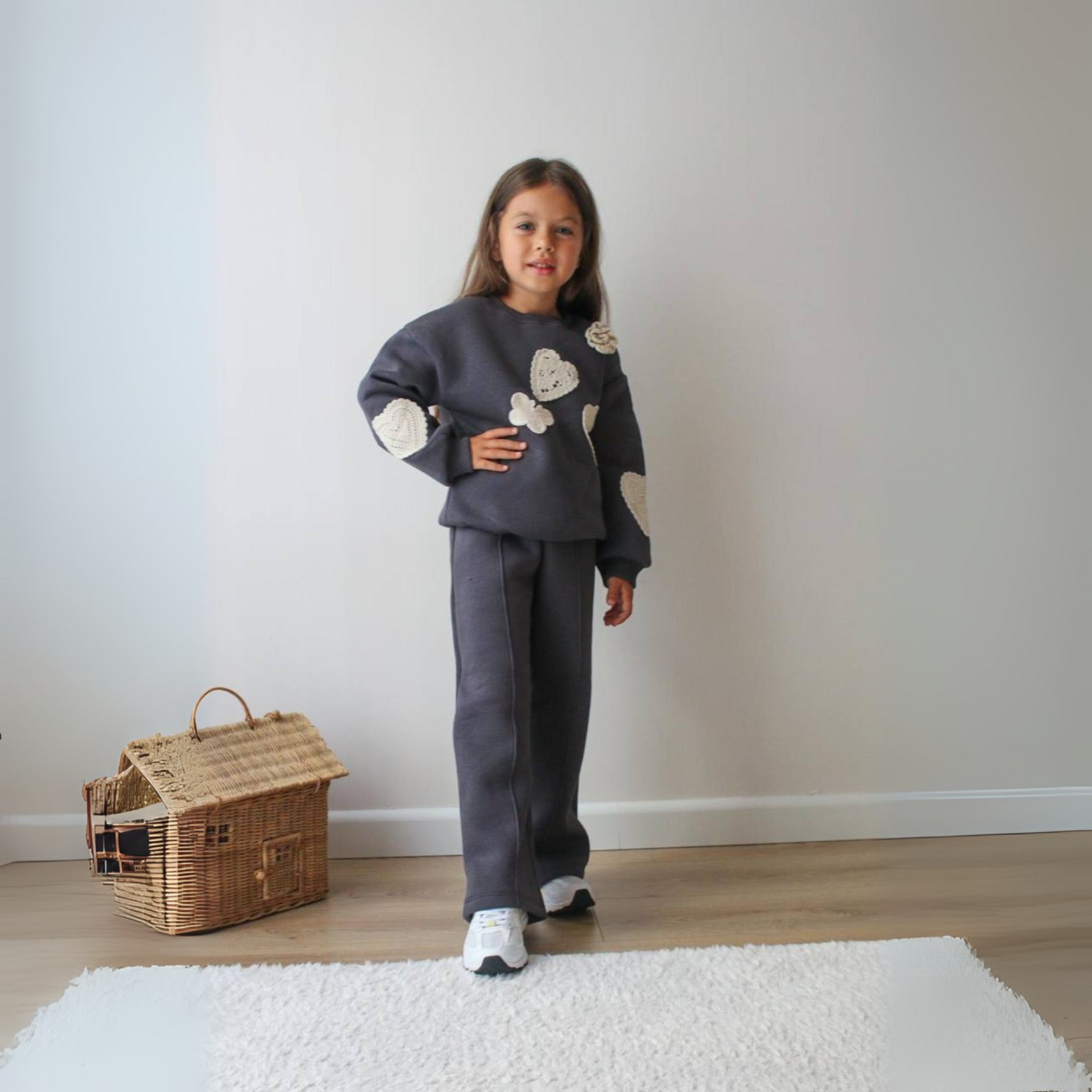 Lace Hearts Girls Casual Set - Farnelli