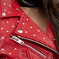 Whet Blu NYC Claudia women's red fashion leather jacket front view