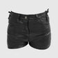 Whet Blu NYC Rosa leather shorts, front view in pink leather with tailored fit and smooth finish