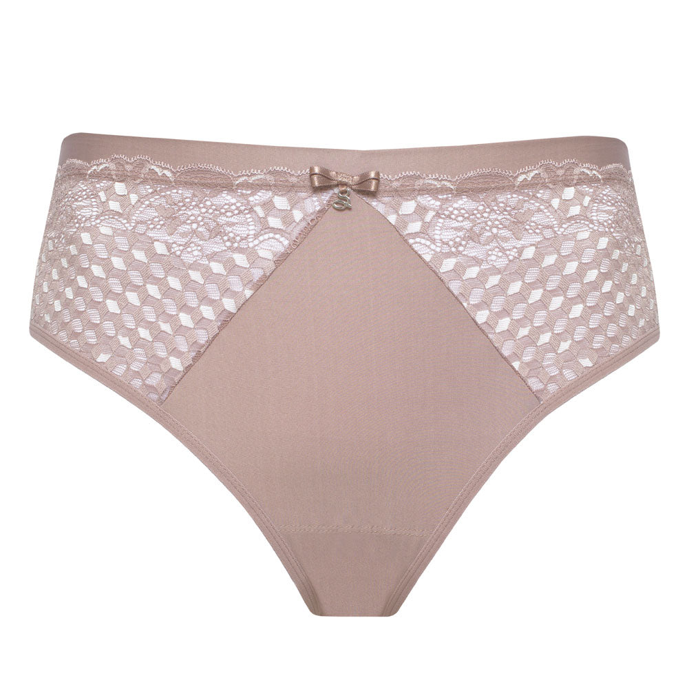 Samanta Rosalia Latte Sheer Mesh Tulle Lace Brief Panty-2