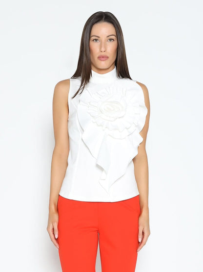 Gracia Fashion Women's Ruffle Flower Detail Tank Top