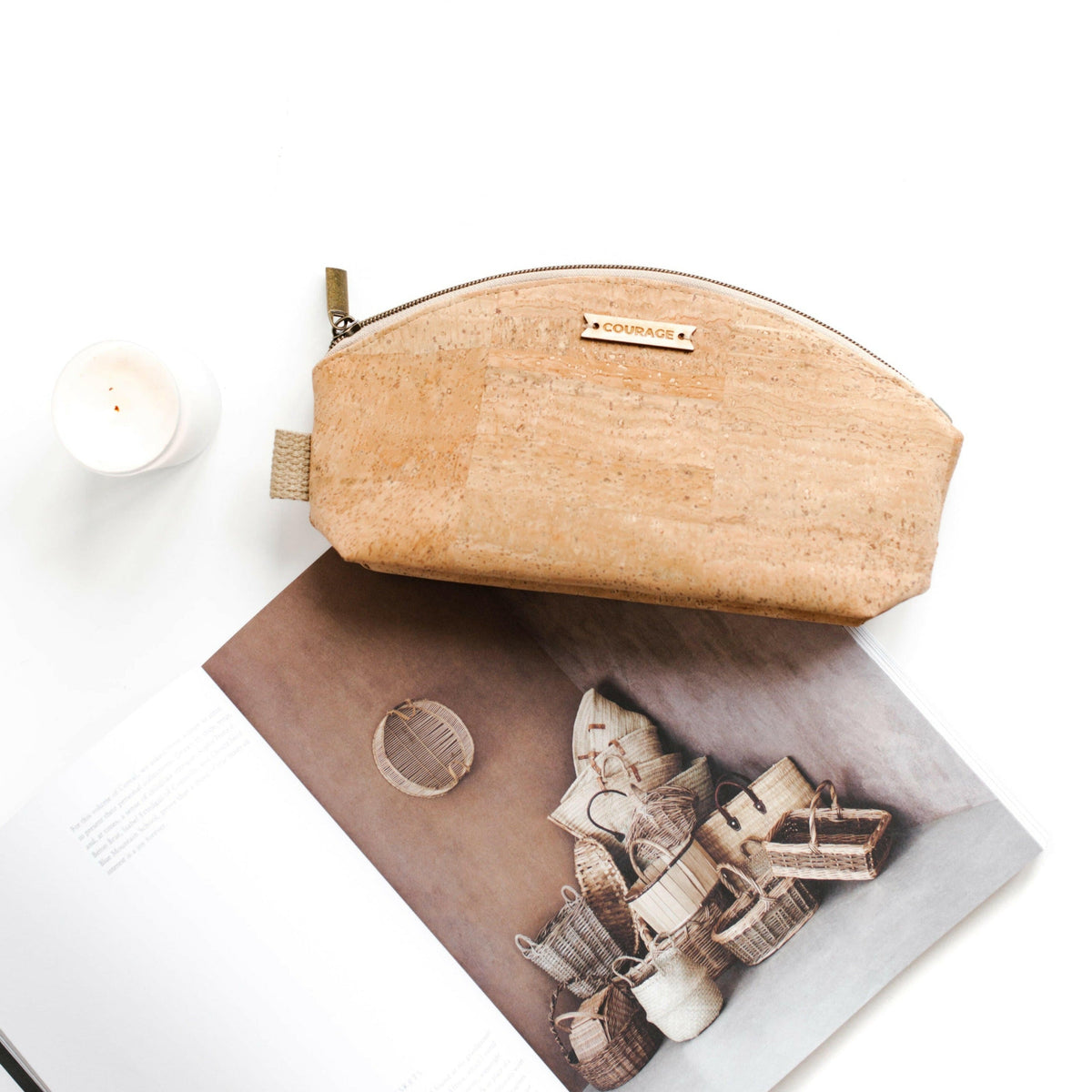 Carry Courage RULE BREAKER natural zippered pouch with minimalist design