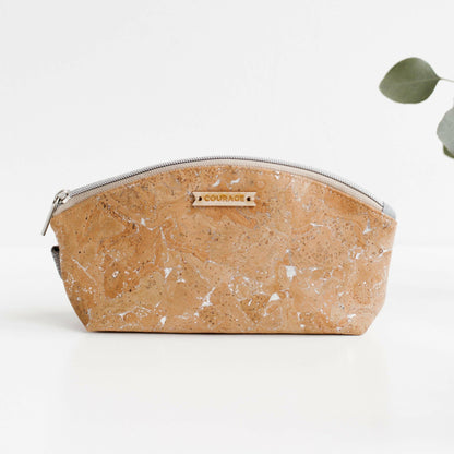Carry Courage RULE BREAKER silver zippered pouch with bold lettering and compact rectangular design