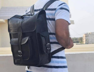Classy Leather Bags Ghostbuster-themed laptop backpack with adjustable straps and detailed graphic design.