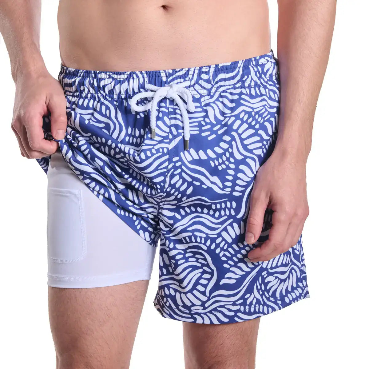 Capelle Miami hybrid salt spray swim trunks with vibrant print, featuring compression lining for resort and beachwear.