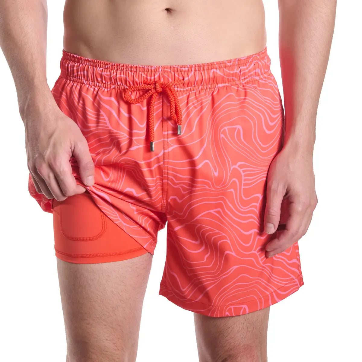 Capelle Miami Sand Waves Heat and Bloom hybrid swim trunks with vibrant print, compression-lined for active beach and resort wear.