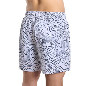 Capelle Miami Sand Waves surf and storm hybrid swim trunks with printed design and compression lining, suitable for beach and resort wear.