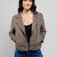 Sandy Women's Studded Faux Leather Moto Jacket