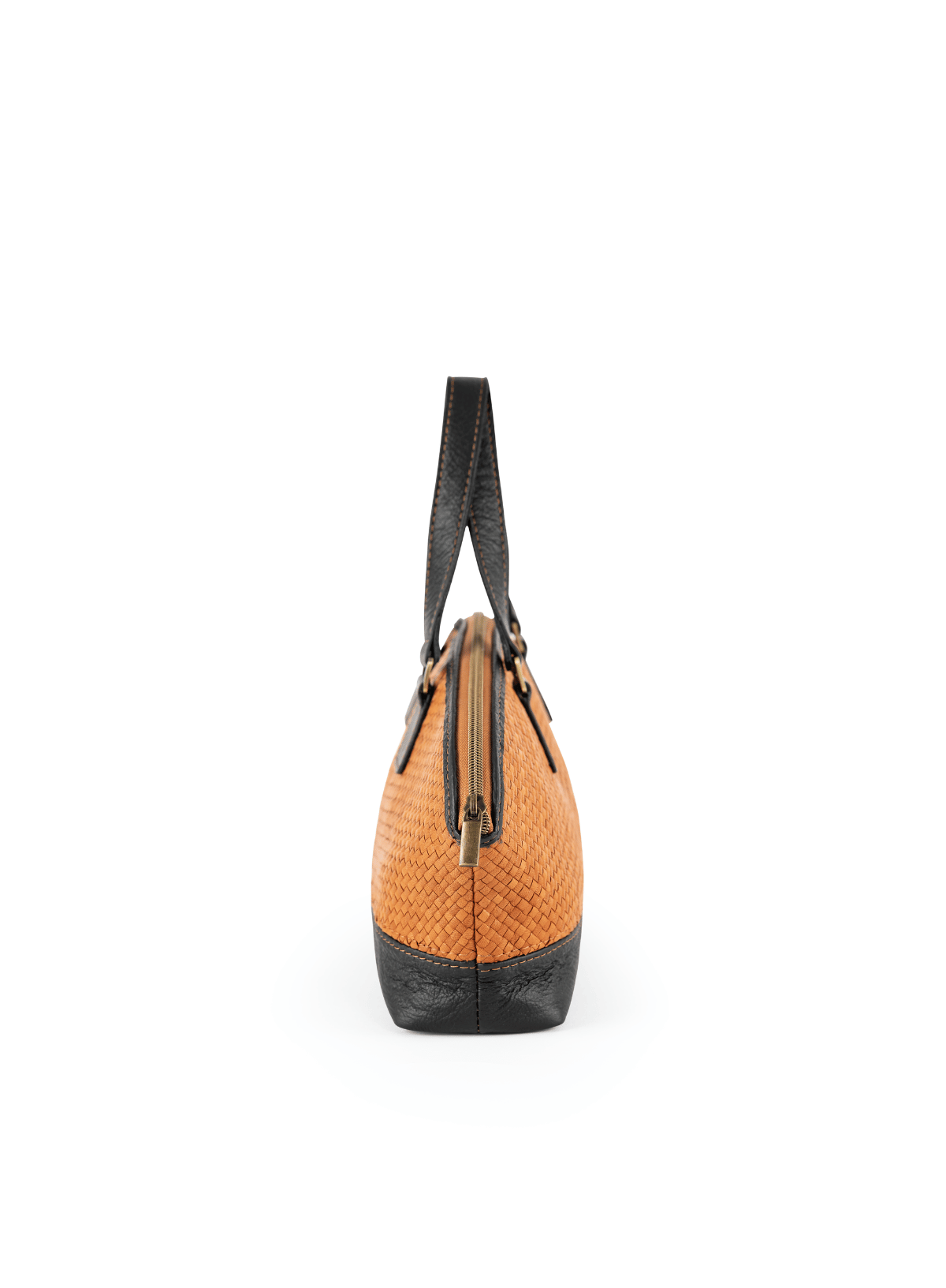 Deux Mains East-West Handbag satchel in side view, showcasing its structured silhouette and spring collection design