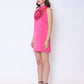 Gracia Fashion Women's Satin Flower Applique Halter Mini Dress