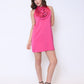 Gracia Fashion Women's Satin Flower Applique Halter Mini Dress