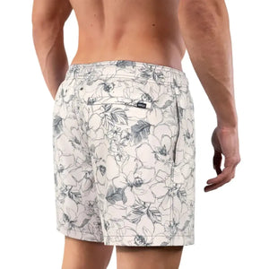 Capelle Miami Secret Garden hybrid swim trunks with vibrant print and compression lining, designed for resort and beach wear.