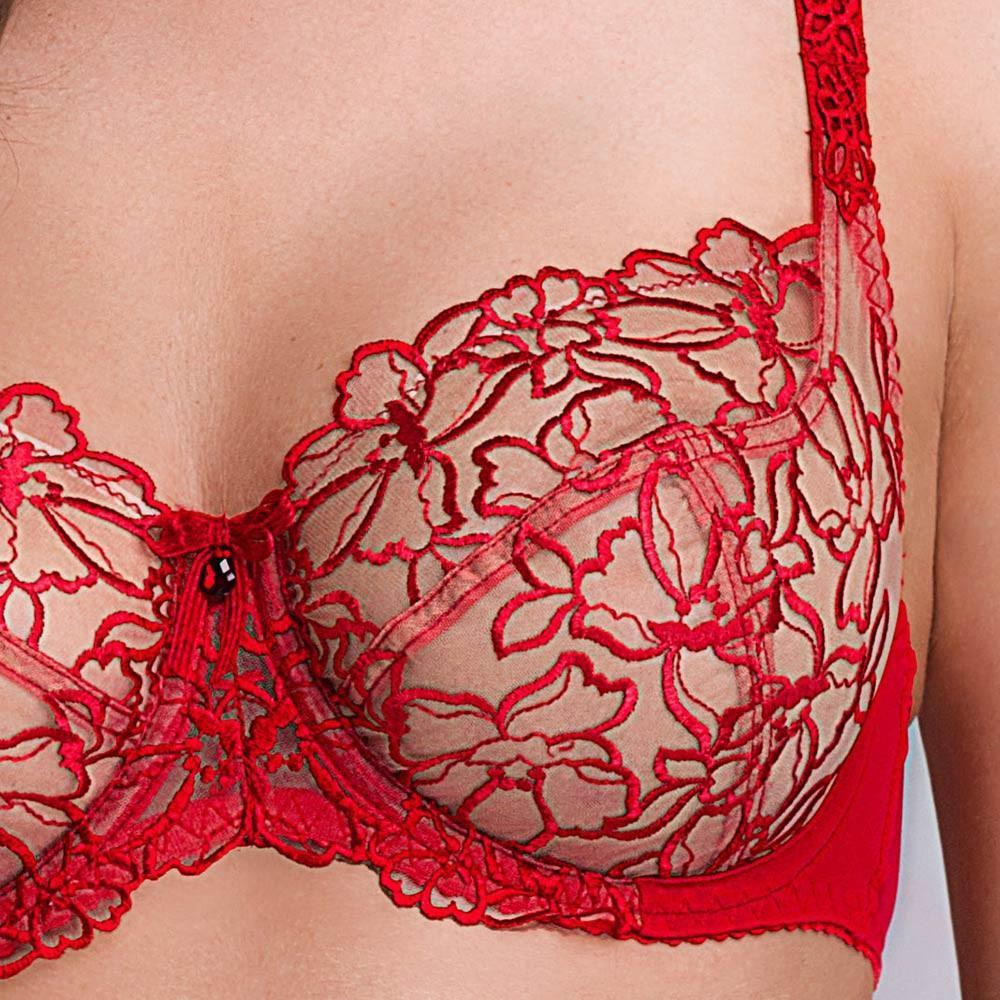 Semi Sheer Full Figure Bra Stefi L Crimson-2
