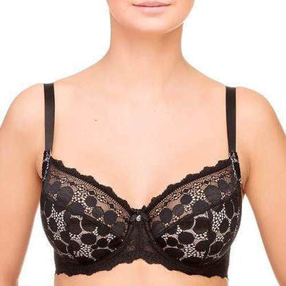 Lauma Pearly Shadow Semi Sheer Full Figure Polka Dot Lace Bra-1