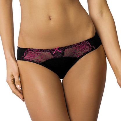 Gorteks Pamela Black/Pink Semi Sheer Low Rise Bikini Panty-0