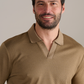 Short Sleeve Sweater Polo Solid // Sepia