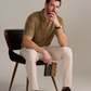 Short Sleeve Sweater Polo Solid // Sepia