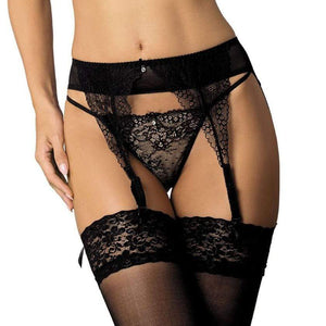 Sexy Sheer Lace Garter Belt Gorteks Scarlet Black-0